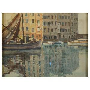 SELANI SANDRI MARIO 1889-1976,Case e barche allo specchio,Colasanti Casa D'Aste Roma IT 2022-09-13