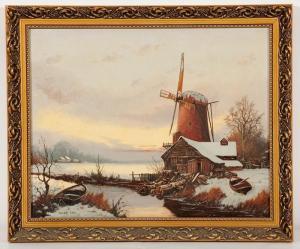 SELBY Vincent 1919-2004,SNOW SCENE WITH WINDMILL,McTear's GB 2015-04-26