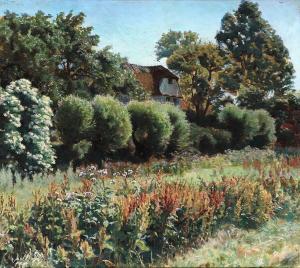 SELIGMANN Georg Sophus 1866-1924,View from a blooming garden, in the back a wh,1896,Bruun Rasmussen 2024-03-18
