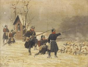 SELL Christian II 1856-1925,Preußische Soldaten im Winter,Wendl DE 2019-10-24
