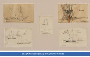 SELLENY Josef,Five sketches of sailing ships in the port of Cádi,Palais Dorotheum 2024-02-21