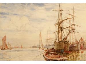 SELTRET FRANK 1800-1800,Anestuary scene with moored ships and barges,Duke & Son GB 2011-03-03
