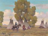 SELTZER William Steve 1955,Figures near a Tipi Encampment,Bonhams GB 2023-11-07