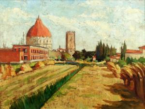 SEMENTA Eugenio 1902-1958,Pisa, campi dietro il Battistero,c.1935,Saletta d'arte Viviani 2023-04-08