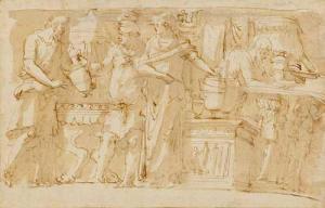 SEMINO Ottavio 1520-1604,Figures preparing a banquet,Galerie Koller CH 2020-09-25