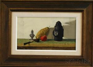 SEMPLE John P 1930,Still Life with Pipe and Lantern,Skinner US 2011-11-16