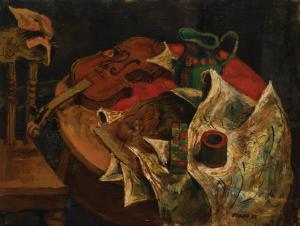 SEMPLE John Paulus 1930-2015,Still Life with Violin and Pitcher,1954,Barridoff Auctions 2022-08-20