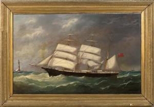 Semple Joseph 1830-1877,A barque at sea,Eldred's US 2017-07-20