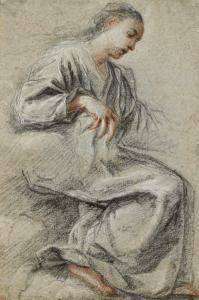 SEMPLICE DA VERONA Fra 1589-1654,STUDY OF THE VIRGIN HOLDING A WHITE CLOTH,Sotheby's GB 2018-03-22