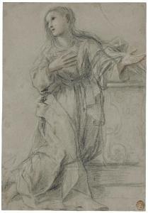 SEMPLICE DA VERONA Fra 1589-1654,Study of the Virgin kneeling,Christie's GB 2020-01-28