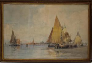 SENAT Prosper Louis 1852-1925,Venice, boats in marina,Slawinski US 2019-06-23