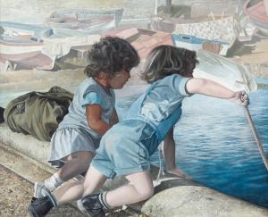 SENDIN Armando 1928,Crianças Brincando no Rio,Escritorio de Arte BR 2021-07-27