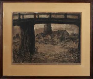 SENF Léon 1860-1940,Alkmaar face with river bridge,Twents Veilinghuis NL 2016-01-09