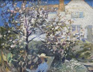 SENIOR Mark,'Blossom' - Lady in a Runswick Bay Garden,1919,David Duggleby Limited 2023-12-08