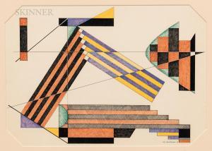 SENNHAUSER John 1907-1978,Geometric Abstraction,1942,Skinner US 2022-03-17