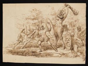 Sensi y Baldachi Gaspar,Combate entre un sátiro y soldados griegos,1820- 1840,Alcala 2016-11-30