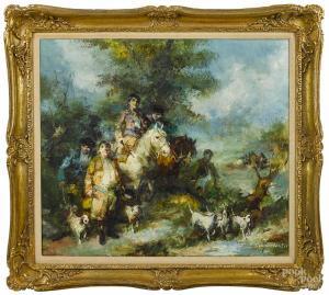 SENTIS JOAN CAMO 1920-2001,landscape with a hunting party,Pook & Pook US 2014-11-15