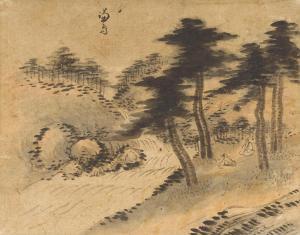 Seon Jeong 1676-1759,Scholars in a pine grove by a river,Bonhams GB 2018-03-21