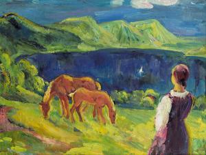 SEPP Orgler 1907-1943,Landschaft mit weidenden Pferden,1937,im Kinsky Auktionshaus AT 2009-04-21