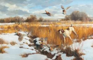 SERBOUSEK Rod 1958,Pointer and Bobwhite Quail in Snow,Copley US 2014-07-25