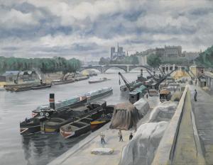 SEREBRIAKOFF Alexandre 1907-1994,BARGES ON THE SEINE,1931,Sotheby's GB 2016-06-07