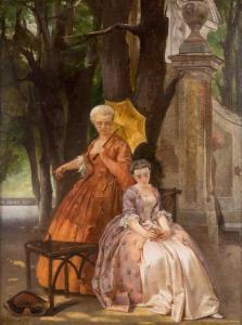 SERENO COSTANTINO 1829-1893,Jeune dame et gouvernante dans un parc,Dogny Auction CH 2018-06-05