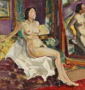 Sergei Ivanovich Lobanov 1887-1943,Seated Nude by Mirror,1910,Shapiro Auctions US 2013-05-18