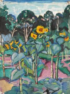 Sergei Ivanovich Lobanov 1887-1943,Sunflowers,1912,Sotheby's GB 2021-06-08