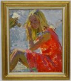 Sergeieva Nina Alexeevna 1921,Young girl in red at the beach,1960,Dickins GB 2018-02-02