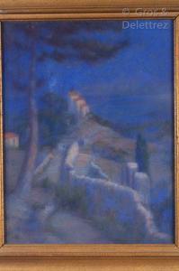 SERGENT Rene 1865-1927,Clair de lune à l\’Annonciade près de Menton,1921,Gros-Delettrez 2020-07-09