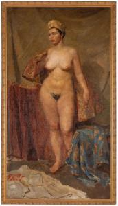 SEROV Vladimir 1910-1968,Nudo di donna con kokoshnik,1951,Wannenes Art Auctions IT 2024-03-05