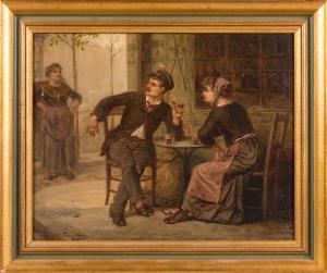 SERRES Antony 1828-1898,Couple attablé au café,Pestel-Debord FR 2022-11-25