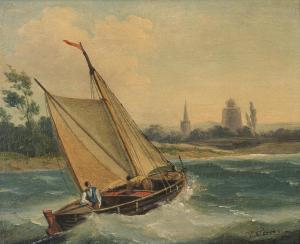 SERRES John Thomas 1759-1825,Barge foaming along just off shore,Bonhams GB 2023-10-18