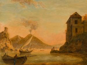 SERRES John Thomas,Naples, a view of the bay with Vesuvius erupting b,1792,Sotheby's 2022-12-08