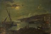 SERRITELLI Giovanni 1809-1873,Nocturnal view of fishermen in a harbour,Rosebery's GB 2019-08-17