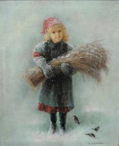 SERRURE G 1900-1900,Little Girl with Hay,20th century,Nadeau US 2021-05-01