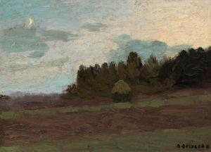 SERVAES Albert 1883-1966,Field with haystack under a crescent moon,1912,De Vuyst BE 2024-03-02