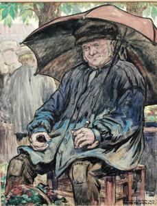 SERVANT Michel Adrien 1885-1949,A seated French rustic holding an umbrella,Holloway's GB 2007-07-24
