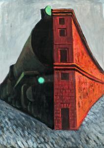 SESEMANN Elga 1922-2007,A RED BRICK BUILDING,Bukowskis SE 2011-11-09