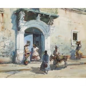 SESSIONS James Milton 1882-1962,Mexican Street Scene,Clars Auction Gallery US 2023-03-17
