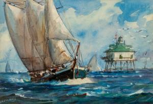 SESSIONS James Milton,Sailing and Harbor Scenes (a group of three works),Hindman 2022-07-07