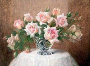 SESTON Paul,Nature morte au bouquet de rose,Saint Germain en Laye encheres-F. Laurent 2014-05-25