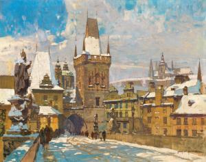 SETELIK Jaroslav 1881-1955,Prag, Karlsbrücke im Winter,Palais Dorotheum AT 2023-06-26