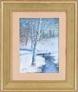 SETHER Gulbrand 1869-1941,winter landscape with stream,South Bay US 2019-06-15