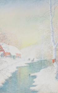 SETHER Gulbrand 1869-1941,winter river landscape,20th Century,Chait US 2023-07-18