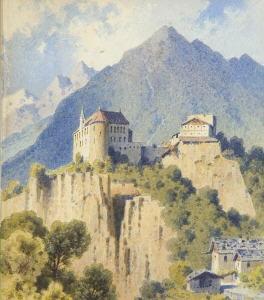 SETTARI Wilhelm Anton Maria 1841-1905,Blick auf Schloss Tirol.,Neumeister DE 2006-06-28