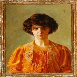 SETTERBERG Maja,A portrait of a woman with dark hair and an orange,1907,Bruun Rasmussen 2008-06-09