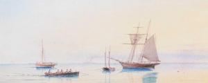SETTLE William Frederick 1821-1897,Masted shipping with steamboat,Tennant's GB 2023-04-06