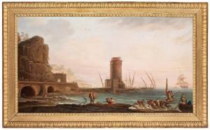 SEVENBOM Johan,Cappriccio av en mediteriansk hamn,1750,Bukowskis SE 2012-12-04