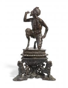 SEVERO DA RAVENNA,Tripartite inkwell surmounted by a kneeling satyr,1600,Christie's 2020-07-30